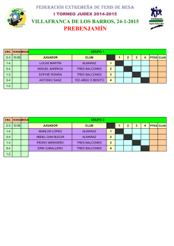 Grupos Provisionales del I Torneo JUDEX "Villafranca de