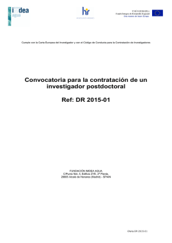 DR2015-01: Contratación de un investigador postdoctoral en la