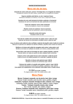 Men&uacute; diario 22 de Enero del 2015