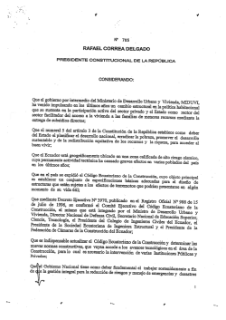 Decreto Ejecutivo 705 - Ministerio de Desarrollo Urbano y Vivienda