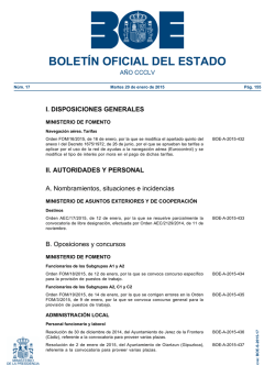 Sumario del BOE n&uacute;m 17 de Martes 20 de enero de 2015