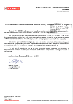 Carta remitida al Consejero en el día de hoy.