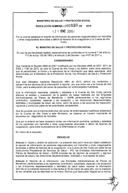 Resolución 0123 de 2015 - Ministerio de Salud y Protección Social