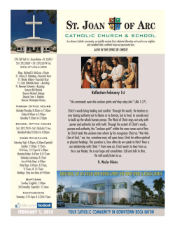 Reflection February 1st - St. Joan of Arc Catholic Church