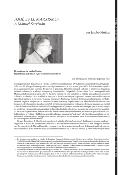 ¿QUÉ ES EL MARXISMO? A Manuel Sacristán