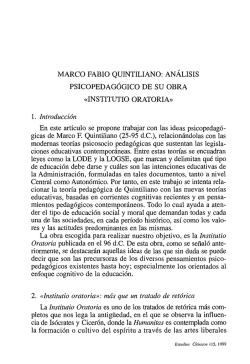 1. Introducci&oacute;n 2. &laquo;Institutio oratoria&raquo;: m&aacute;s que un tratado de ret&oacute;rica