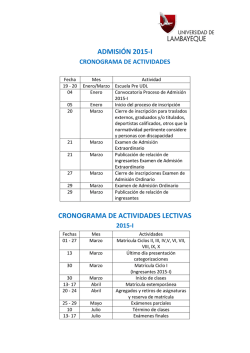 Cronograma de Actividades Acad&eacute;micas 2015-I y 2015-II