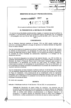 Decreto 0057 de 2015 - Ministerio de Salud y Protecci&oacute;n Social