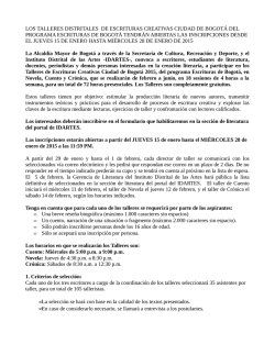 CONVOCATORIA TALLERES 2015 CUENTO NOVELA