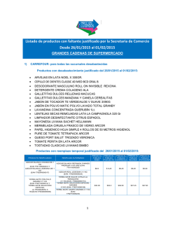 Listado de productos con faltante justificado por la Secretaria de