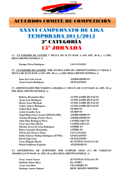 ACUERDOS COMITÉ DE COMPETICIÓN - 15ª JORNADA