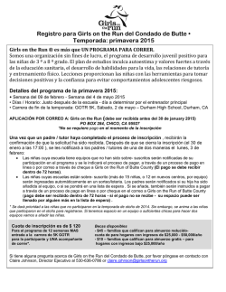 Registro para Girls on the Run del Condado de Butte &bull; Temporada
