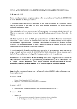 NOTAS ACTUALIZACIÓN COMPLEMENTARIA NÓMINAS