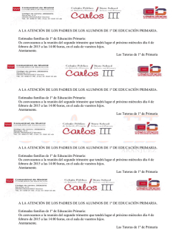 REUNI&Oacute;N 1&ordm; PRIMARIA