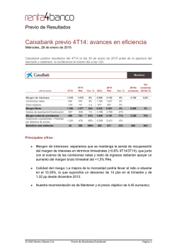 Caixabank previo 4T14: avances en eficiencia