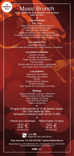 Music Brunch Gran Buffet de San Valent&iacute;n con m&uacute;sica Jazz en vivo