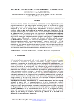 estudio del desempe&ntilde;o de las diatomitas en la elaboracion de