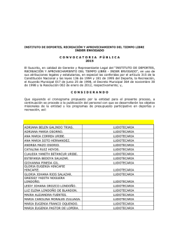 Listado Final Seleccionados Convocatoria Pública PP 2015
