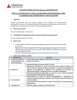 CONVOCATORIA CAS N&ordm; 008-2015-OSITRAN