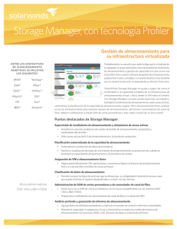 SolarWinds Storage Manager, con tecnología Profiler