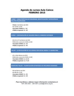 Agenda de cursos Aula Cainco FEBRERO 2015
