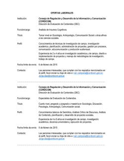 OFERTAS LABORALES Institución: Consejo de Regulación
