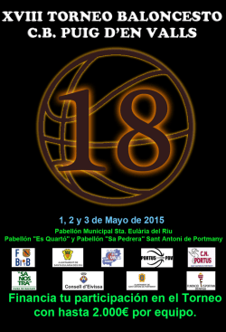 XVIII TORNEO CB PUIG D´EN VALLS 1, 2 y 3 DE MAYO DE 2015