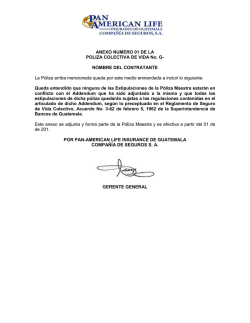 Anexo I P&oacute;liza Colectiva Vida