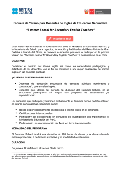 Summer School for Secondary English Teachers