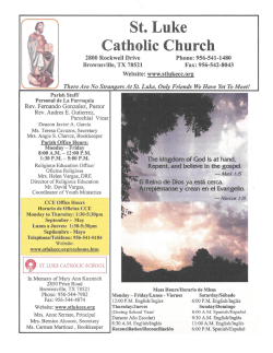 Sunday, January 25th - St. Luke Catholic Church