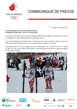Strassen, le 29 janvier 2015 Festival Olympique de la Jeunesse