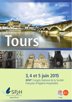 CONGRÈS SF2H 2015 - Tours, 3, 4 et 5 juin 2015