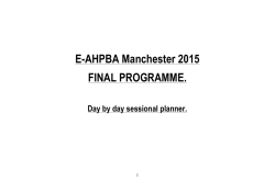 E-AHPBA Manchester 2015 FINAL PROGRAMME.