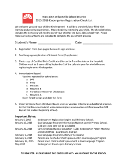 2015-2016 Kindergarten Registration Packet