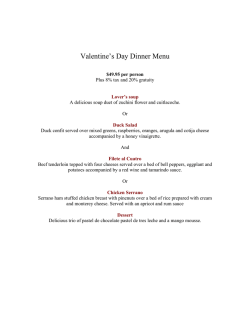 VDAY MENU 2015