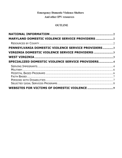 Emergency Domestic Violence Shelters And other IPV resources