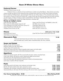 Room 39 Winter Dinner Menu