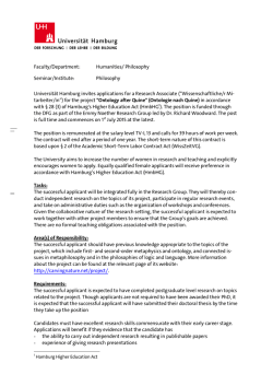 Faculty/Department: Humanities/ Philosophy Seminar/Institute