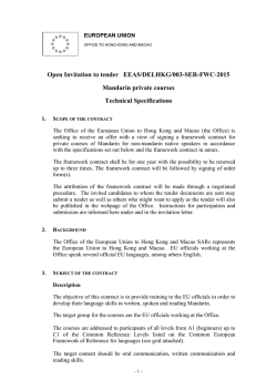 Open Invitation to tender EEAS/DELHKG/003-SER-FWC