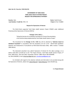 Advt. No: 01 / Cons.Ser / 2015 (01/15) GOVERNMENT OF TAMIL