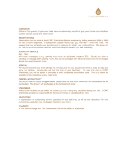 Shambala Treatment Menu
