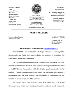 PRESS RELEASE - Florida Commission on Ethics