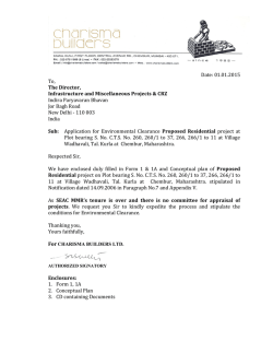 Date: 01.01.2015 To, The Director, Infrastructure and Miscellaneous