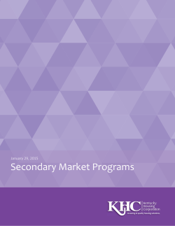 Secondary Market Programs - Kentucky Housing Corporation