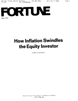 Buffett – How Inflation Swindles the Equity Investor