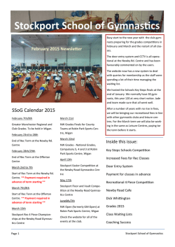 Latest Newsletter - Stockport School of Gymnastics