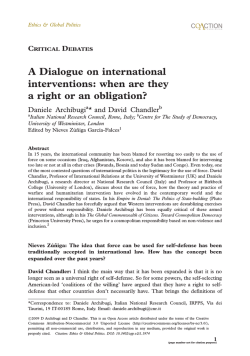 A Dialogue on international interventions: when