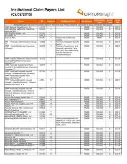 Institutional Claim Payers List (01/28/2015)