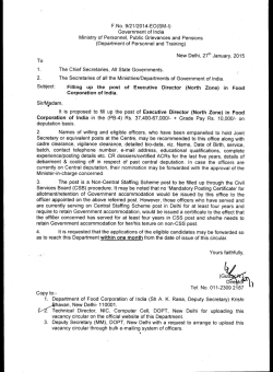 F. No. 9/21/2014-E0(SM-I) Government of India Ministry