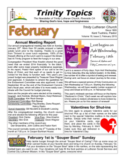 Topics February 2015 - Trinity Lutheran Church